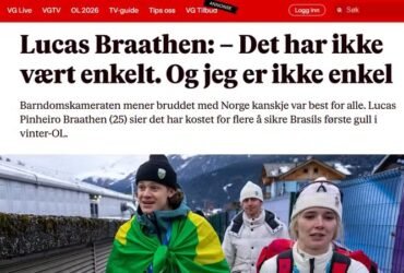 Imprensa da Noruega repercute ouro de Lucas Braathen pelo Brasil e lamenta perda do atleta após mudança de país.