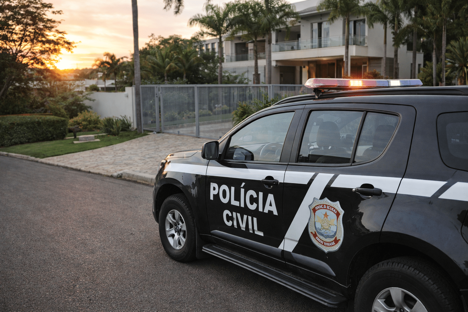 viatura da Polícia Civil durante operação contra furtos em casas no Lago Norte e Lago Sul