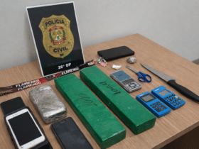 drogas, celulares e objetos apreendidos pela Polícia Civil do DF durante operação contra tráfico e extorsão